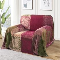 Capa de Sofá Turquesa Boho - Chenille 180x230cm - Estilo Boêmio