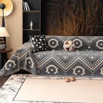 Capa de sofá VCLife Bohemian Aztec Chenille cinza branca 180x340cm