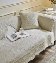 Capa de sofá vctops, algodão acolchoado, folhas florais, bordado