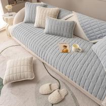 Capa de sofá vctops, veludo, pelúcia, acolchoada, antiderrapante, cinza