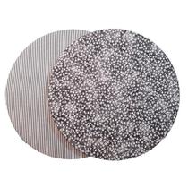 Capa de sousplat dupla face avulsa - Florezinhas cinzas e listrado preto e branco Capa de sousplat dupla face avulsa - Florezinhas cinzas e listrado preto e branco