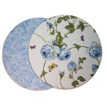 Capa de sousplat dupla face avulsa - Rosas azuis Capa de sousplat dupla face avulsa - Rosas azuis