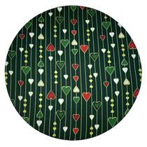 Capa De Sousplat Tricoline Estampa Natal Corações P/ Base MDF 35cm Capa De Sousplat Tricoline Estampa Natal Corações P/ Base MDF 35cm