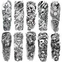 Capa de tatuagem temporária LEOARS Skull Totem Halloween x10