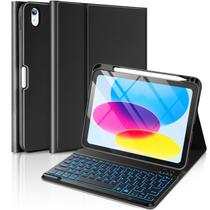 Capa de teclado AmzCase para iPad 11ª 10ª geração com luz de fundo de 7 cores
