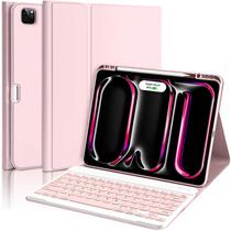 Capa de teclado AmzCase para iPad Pro 13 com Bluetooth rosa claro