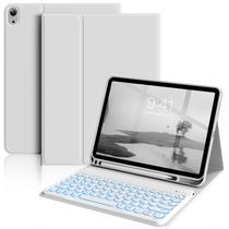 Capa de teclado aoub para iPad 11ª geração de 11 polegadas 2025 e 10ª geração de 10,9 polegadas 2022 com porta-lápis cinza