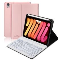Capa de teclado BORIYUAN iPad Mini 7ª geração 8,3" 2024 rosa dourada Capa de teclado BORIYUAN iPad Mini 7ª geração 8,3" 2024 rosa dourada