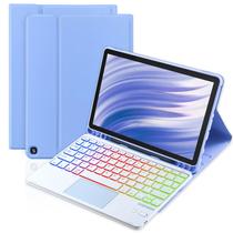 Capa de teclado MePadkey Trackpad para Amazon Fire HD 10/10 Plus 10,1 polegadas 2021/2023 (11/13ª geração), teclado recarregável com luz de fundo de 7 cores com capa multiangular infantil para tablet (roxa)