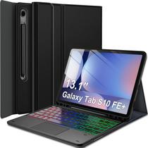 Capa de teclado Nanhent Touchpad para Samsung Galaxy Tab S10 FE Plus 13,1 polegadas 2025 SM-X620/X626B, luz de fundo arco-íris de 7 cores, teclado Bluetooth removível, teclado Folio Smart Cover com suporte para caneta S