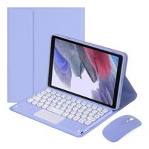 Capa de teclado para Samsung Galaxy Tab A7 Lite 8,7" 2021 (SM-T220/T225), teclado sem fio removível com touchpad, capa traseira macia, mouse recarregável, roxa