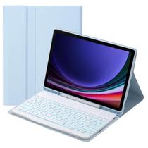Capa de teclado para Samsung Galaxy Tab S9 Plus/S9 FE Plus 12,4 polegadas 2023, teclado Bluetooth sem fio removível retroiluminado de 7 cores, azul