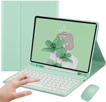 Capa de teclado PBOYiQis para iPad Air de 11 polegadas com mouse verde menta Capa de teclado PBOYiQis para iPad Air de 11 polegadas com mouse verde menta