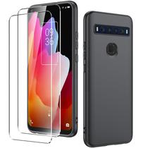 Capa de telefone + 2 protetores de tela para TCL 10L/10Lite - Preto Capa de telefone + 2 protetores de tela para TCL 10L/10Lite - Preto