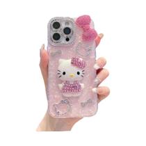 Capa De Telefone 3D Estereoscópica Brilhante Hello Kitty Para iPhone 17 16 15 14 13 12 pro Max Capa
