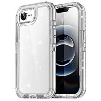 Capa de telefone AiCase para iPhone 16e Clear Glitter Bling de 3 camadas