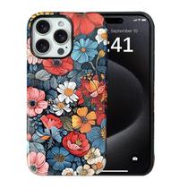 Capa de telefone AndJihu para iPhone 15 Pro Blue Flowers Vintage