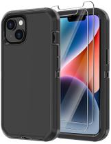 Capa de telefone Annymall para iPhone 14 com 2 protetores de tela preta Capa de telefone Annymall para iPhone 14 com 2 protetores de tela preta