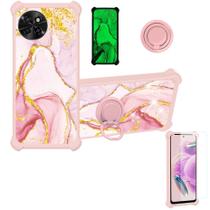 Capa de telefone Aroepurt para ITEL S23 4G com vidro temperado dourado