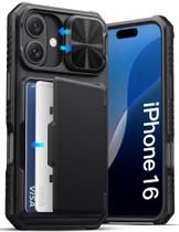 Capa de telefone ATATOO para iPhone 16 com suporte de cartão RFID preta