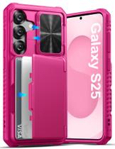 Capa de telefone ATATOO Wallet com suporte de cartão para Samsung S25 rosa
