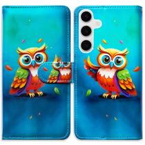 Capa de telefone Bcov Cute Owl Blue Leather Wallet para Galaxy S26 Capa de telefone Bcov Cute Owl Blue Leather Wallet para Galaxy S26