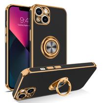 Capa de telefone BENTOBEN para iPhone 13 6.1" com suporte de anel preta