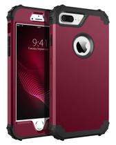 Capa de telefone BENTOBEN para iPhone 8 Plus/iPhone 7 Plus vinho tinto