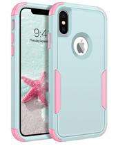 Capa de telefone BENTOBEN para iPhone X/Xs 5,8" 3 em 1 verde/rosa