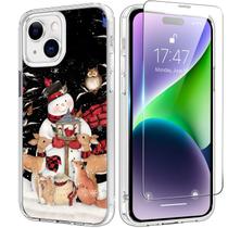 Capa de Telefone Bicolor Christmas para iPhone 15 com Protetor de Tela