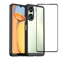 Capa de telefone BIOPLJ para Xiaomi Poco C65 com vidro temperado preto