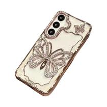 Capa De Telefone Borboleta De Diamante Para Samsung Galaxy S25 S24 S23 S22 Ultra A06 A16 A26 A36 A56