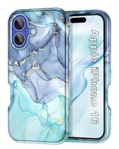 Capa de telefone Btscase para iPhone 16 (2024) Marble Design Blue Capa de telefone Btscase para iPhone 16 (2024) Marble Design Blue