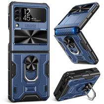 Capa de Telefone Caka para Samsung Galaxy Z Flip 3 com Suporte - Azul