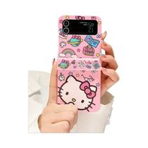 Capa De Telefone Colorida Hello Kitty Para Samsung Galaxy Z Flip 7 6 5 3 4 Com Cordão Capa De Telefone Colorida Hello Kitty Para Samsung Galaxy Z Flip 7 6 5 3 4 Com Cordão