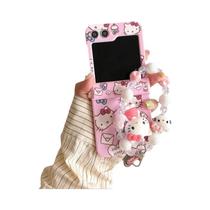 Capa De Telefone Colorida Hello Kitty Para Samsung Galaxy Z Flip 7 6 5 3 4 Com Cordão