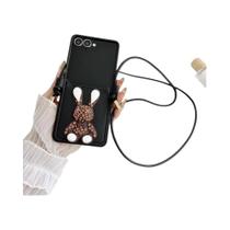 Capa De Telefone Com Alça Transversal De Couro De Coelho Para Samsung Galaxy Z Flip 7 6 5 4 3 5G