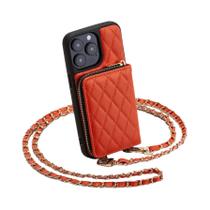 Capa De Telefone Com Corrente Transversal E Bordado De Diamante Para iPhone 16 15 14 13 12 11 pro