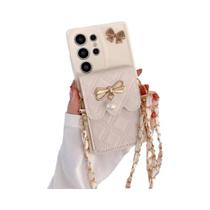 Capa De Telefone Com Porta-Cartões 3D Em Forma De Laço Para Samsung Galaxy S26 S25 S24 S23 S21 S20