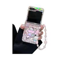 Capa De Telefone Com Suporte Magnético Hello Kitty Para Carregamento Sem Fio Para Samsung Galaxy Z