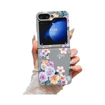 Capa De Telefone Com Textura De Couro Floral Para Samsung Galaxy Z Flip 7 6 5 4 3, Capa Flexível De