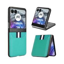 Capa De Telefone Com Textura De Couro Motorola Razr À Prova De Choque Com Slots Para Cartões Para 60