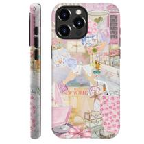 Capa de telefone compatível com iPhone 14 Pro Max, rosa vintage híbrida