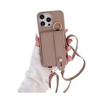 Capa De Telefone De Couro Com Alça Transversal Para iPhone 15 14 12 11 pro Max 13 Mini Com Porta