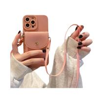 Capa De Telefone De Couro Com Alça Transversal Para iPhone, Luxuosa Com Porta Cartões