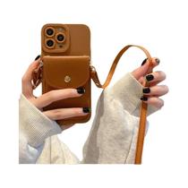 Capa De Telefone De Couro Com Alça Transversal Para iPhone, Luxuosa, Com Porta-Cartões