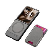 Capa De Telefone De Couro Magnética 2 Em 1 Para Motorola Moto Razr 60 50 40 Ultra Com Porta Cartões - NONE