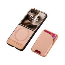 Capa De Telefone De Couro Para Motorola Razr 60 50 40 Ultra Com Suporte Magnético E Porta-Cartões
