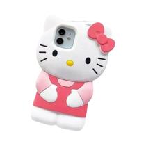 Capa De Telefone De Silicone Macia 3D Com Laço De Gatinho Para iPhone 17 16 15 14 13 Mini 12 11 8 7