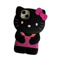 Capa De Telefone De Silicone Macia 3D Com Laço De Gatinho Para iPhone 17 16 15 14 13 Mini 12 11 8 7